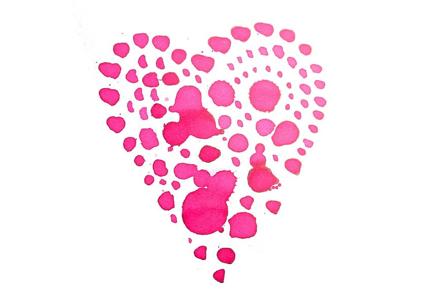 心臓、水彩、Farbkleckse、赤、ピンク、バレンタイン、バレンタイン・デー、愛、運、抽象、関係