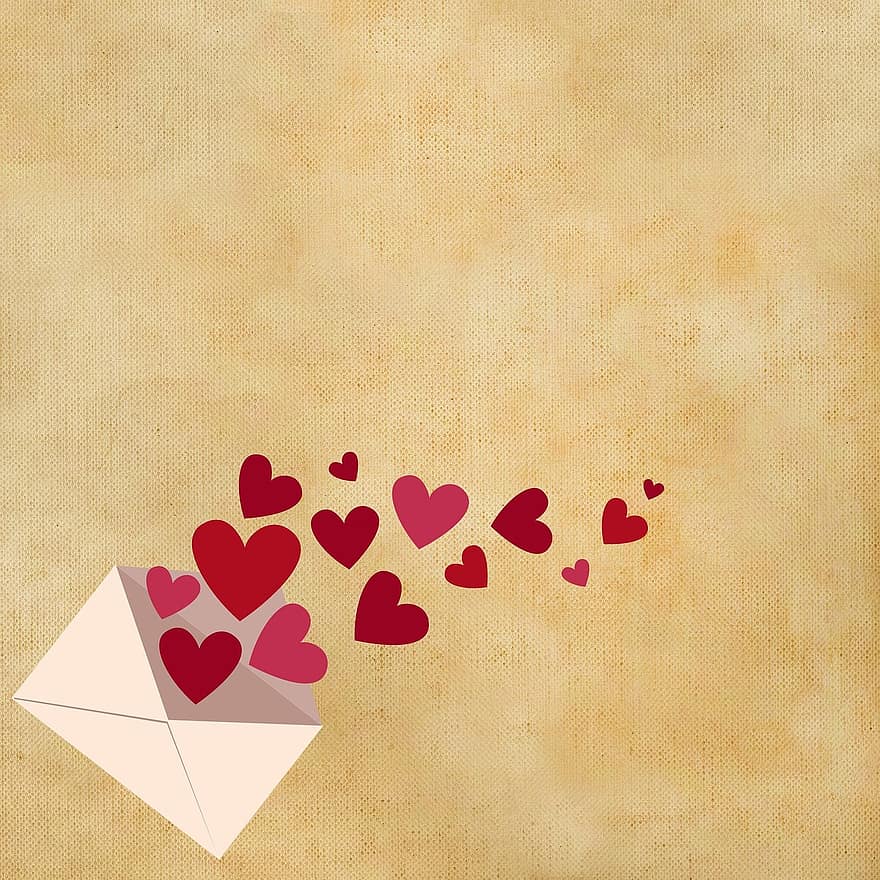 バックグラウンド、手紙、心臓、グリーティングカード、愛、バレンタイン