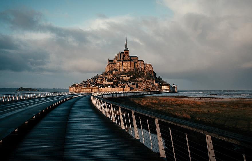 Mont Saint Michel, Castle, Chateau, Sea, Tourism, Wallpaper, Background, Building, famous place, architecture, religion