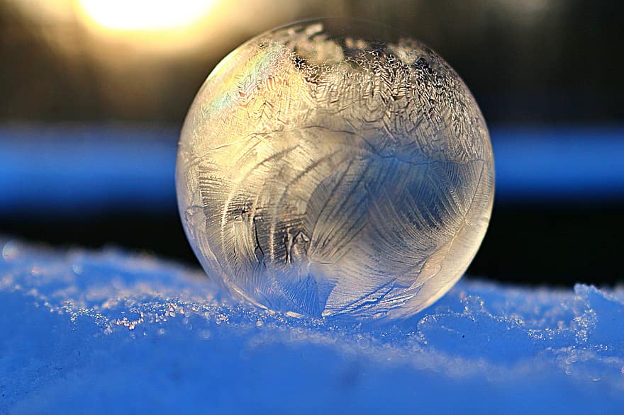 bulle, la glace, boule de glace, bulle de savon, gel, ballon, congelé, hiver, Crystal de glace, eiskristalle, bulle congelée