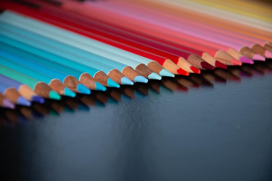 kleurpotloden, kleurrijk, kunst, potloden, kleur, tekening, pastel, Macaron kleurpotloden, aquarel potloden, multi gekleurd, detailopname
