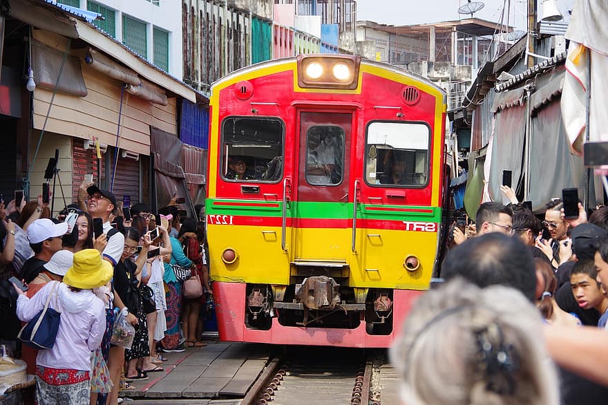 Tajlandia, pociąg, Miasto, transport, tłum