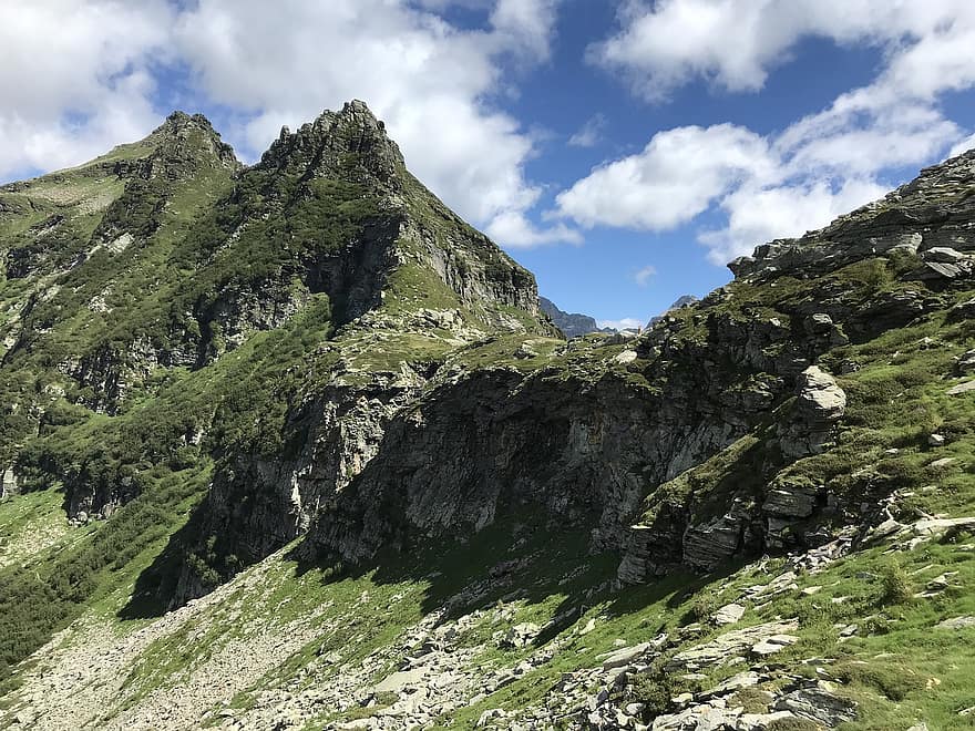 Trekking 2021, Auf dem Weg zum Pizzo Baron, alpine Route, Alpen, gehen, Himmel, Oberteile, Ausflüge, Wandern, Berge, Natur
