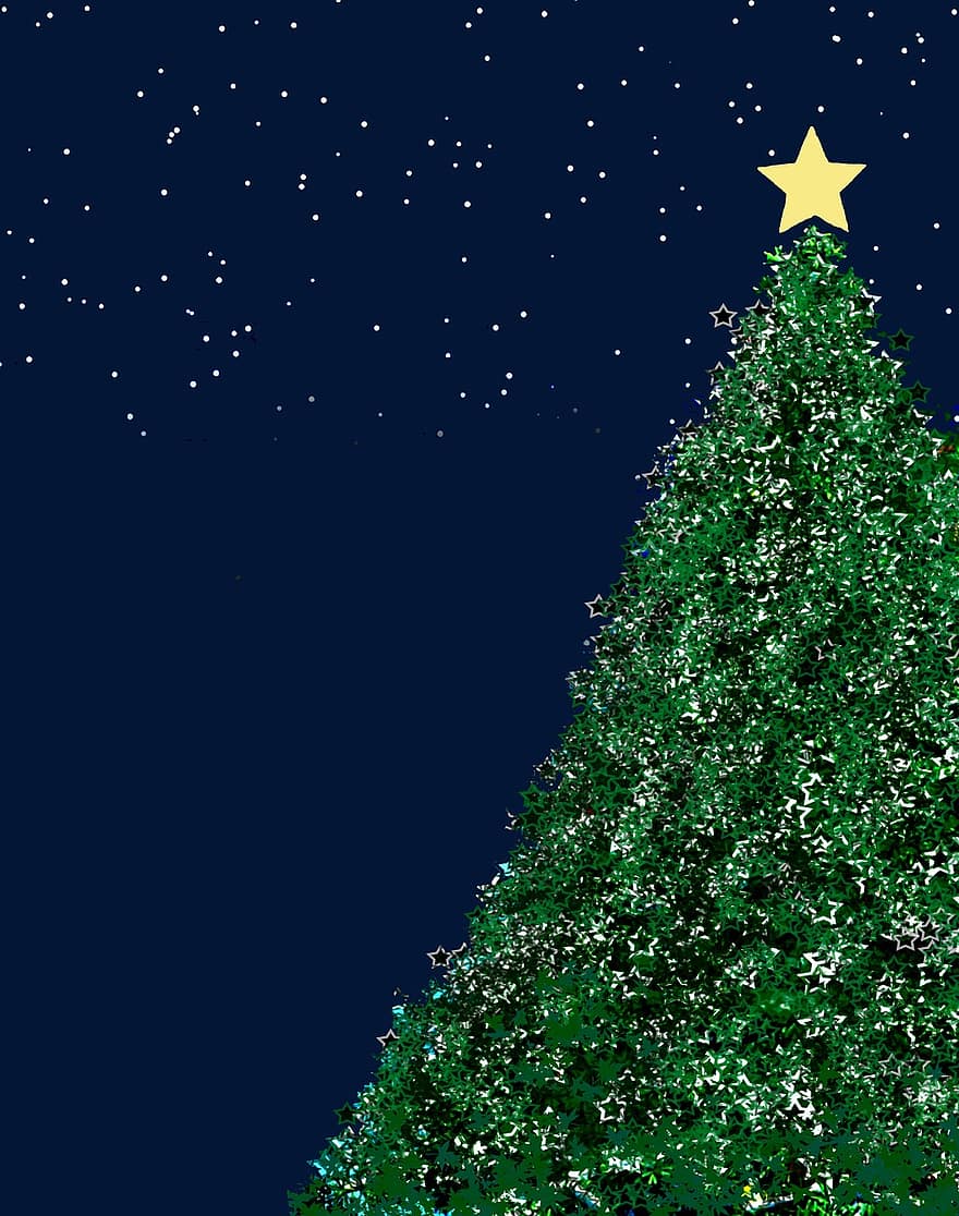 ель, зеленый, Рождественская елка, фон, состав, синий, лейтмотив, рождественский мотив, снежинки, приход, дерево