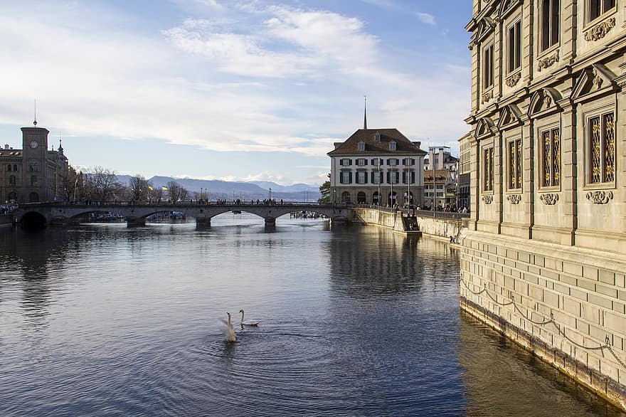 ponte, rio, viagem, Europa, turismo, Zurique, Suíça, lugar famoso, arquitetura, paisagem urbana, agua