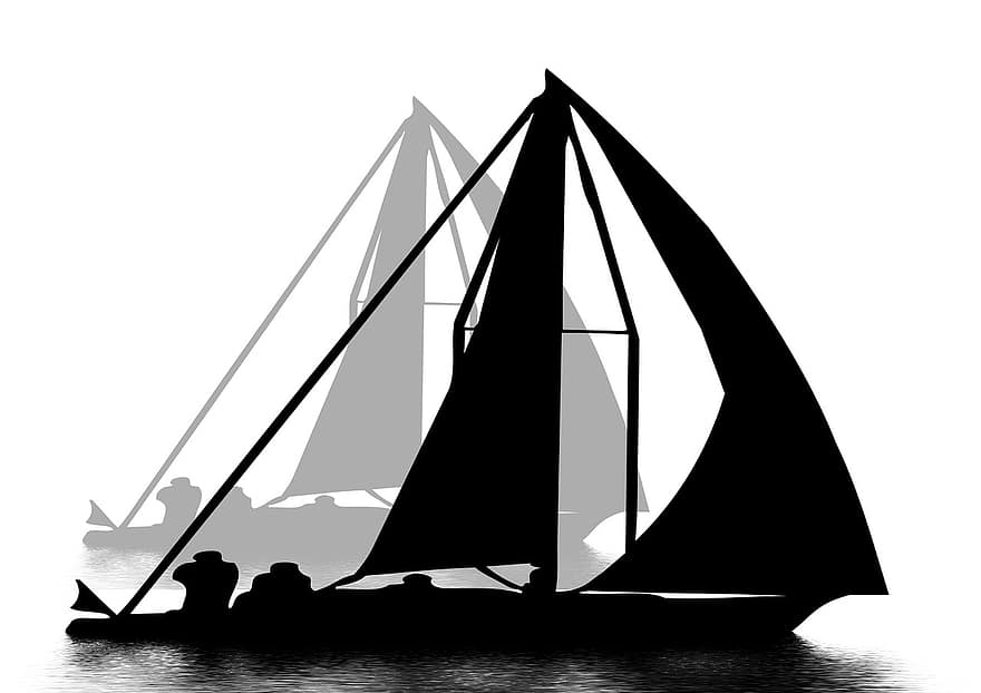Sail, Sailing Boat, Sport, Team, Silhouettes, Competition, Championship, Victory, Defeat, Fight