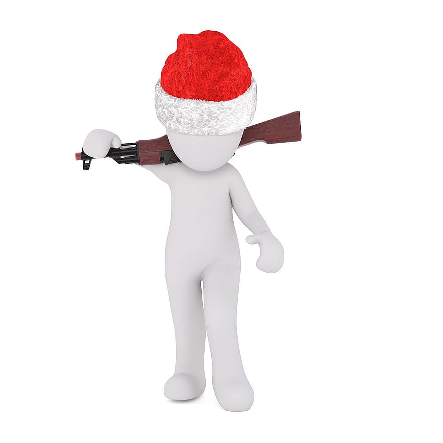 білий самець, 3D модель, ізольовані, 3d, модель, повне тіло, білий, капелюх Санта, Різдво, подарунки, 3D Санта hat