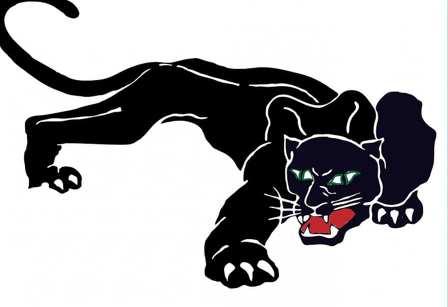 пантера, черно, голям, котка, зелени очи, изкуство, див, агресивен, животно, звяр