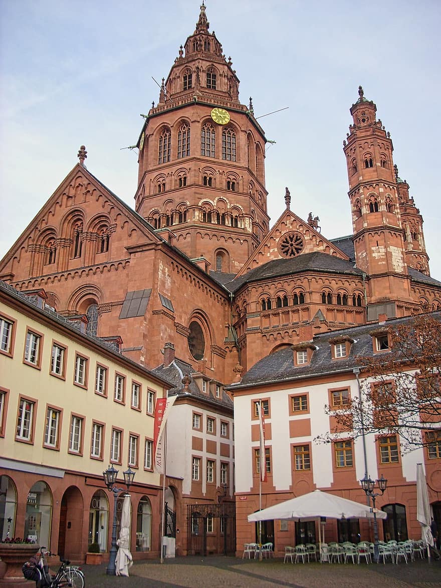 建築、ドム、建物、マインツァー大聖堂、マインツ、ラインランドプファルツ、ドイツ、歴史的中心、宗教、大聖堂、興味のある場所