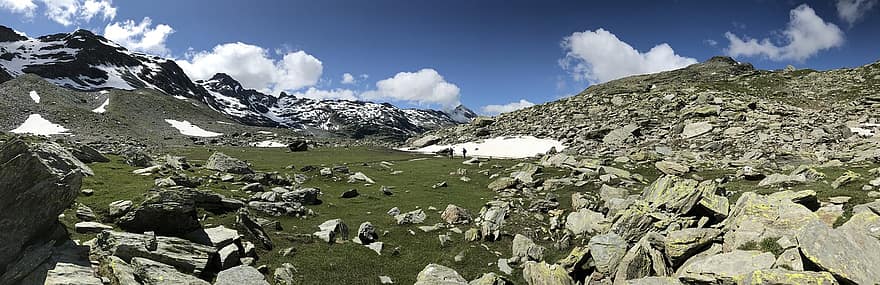 Val Curciusa, alperna, landskap, stenar, snö, bergen, alpinväg, utflykt, vandring, äventyr, natur