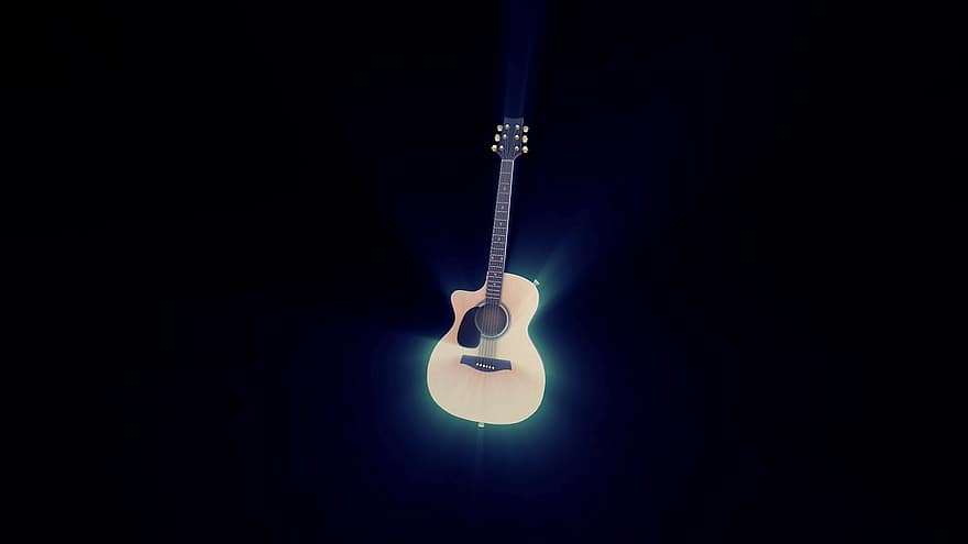 ギター、音楽、バックグラウンド、光線、輝く、音、遊びます、ひも、ネック、ミュージカル、楽器