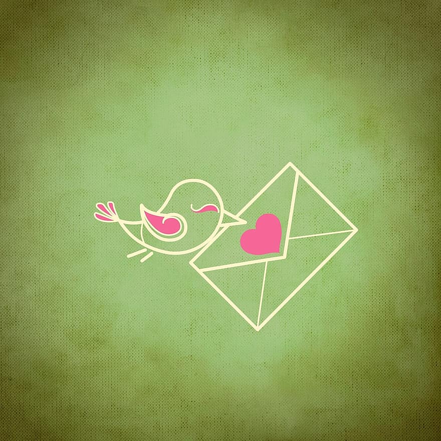 fondo, pájaro, letras, corazón, tarjeta de felicitación, amor