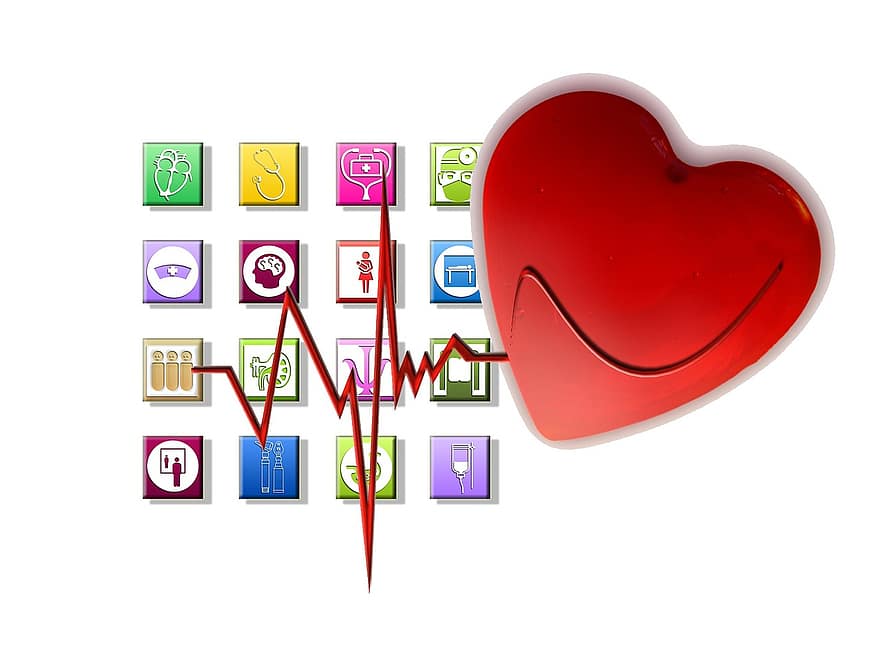 corazón, curva, curso, anuncio, sonreír, doctor, azulejo, mejora, presión sanguínea, salud, hospital