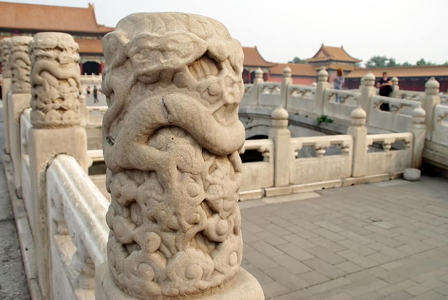 Beijing, pilastra, barandilla, mármol, escultura, arquitectura, lugar famoso, culturas, religión, antiguo, historia