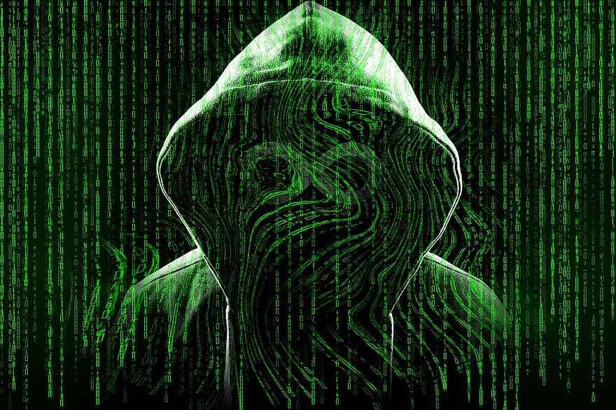 kybernetická bezpečnost, cyber, hacker, podvod, bezpečnostní, technologie, Internet, muži, data, jedna osoba, binární kód