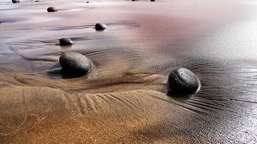 плаж, пясък, камъче, камъни, крайбрежие, брегова линия, бряг, скали