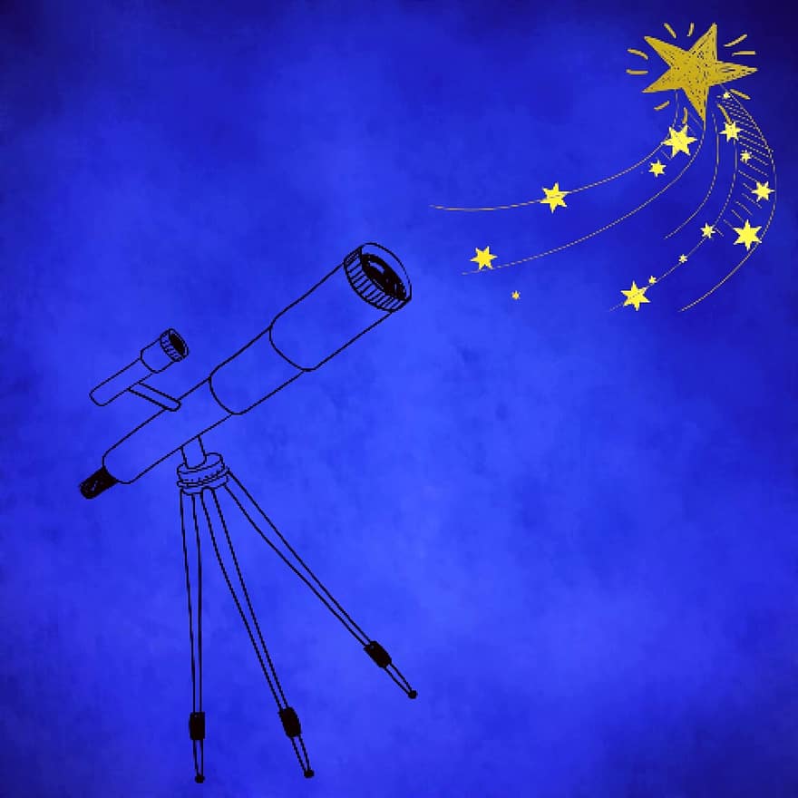 stjärna, astrologi, teleskop, stjärnbeströdd himmel