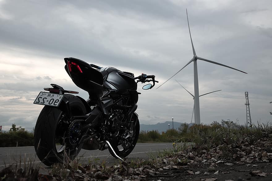 dviračiu, motociklas, vairuoti, Vėjo turbina, Italija