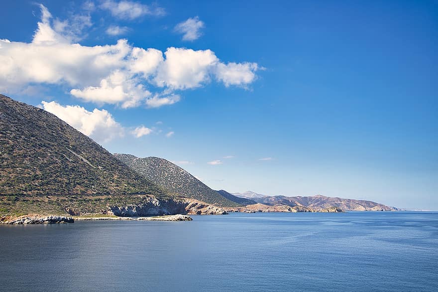 Sea, Coast, Bay, Rocks, Crete, Greece, Nature, Vacations, Water, Sky, Panorama