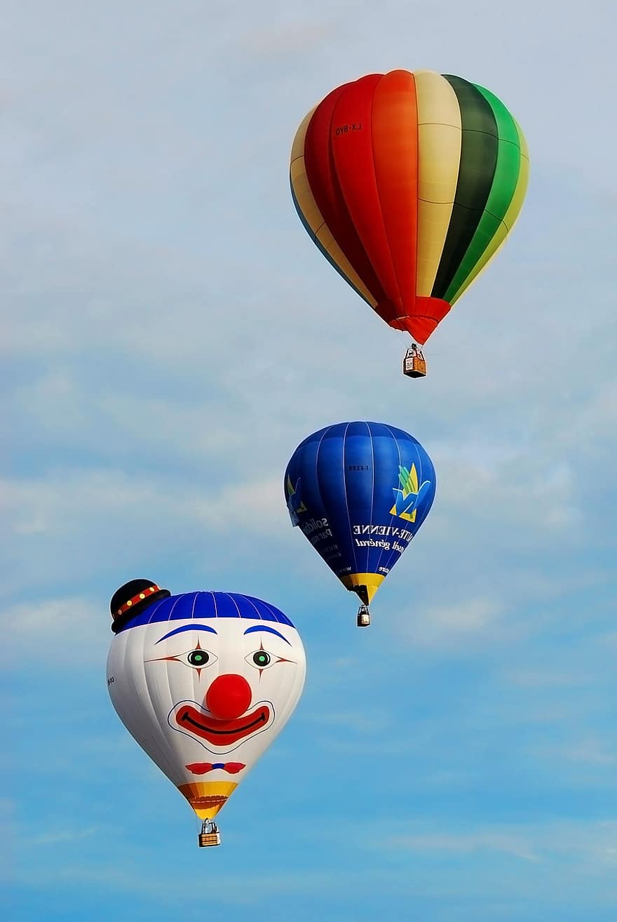 montgolfières, ciel, festival de montgolfière, faire du ballon ascensionnel, coloré, en volant, bleu, Fête des montgolfières