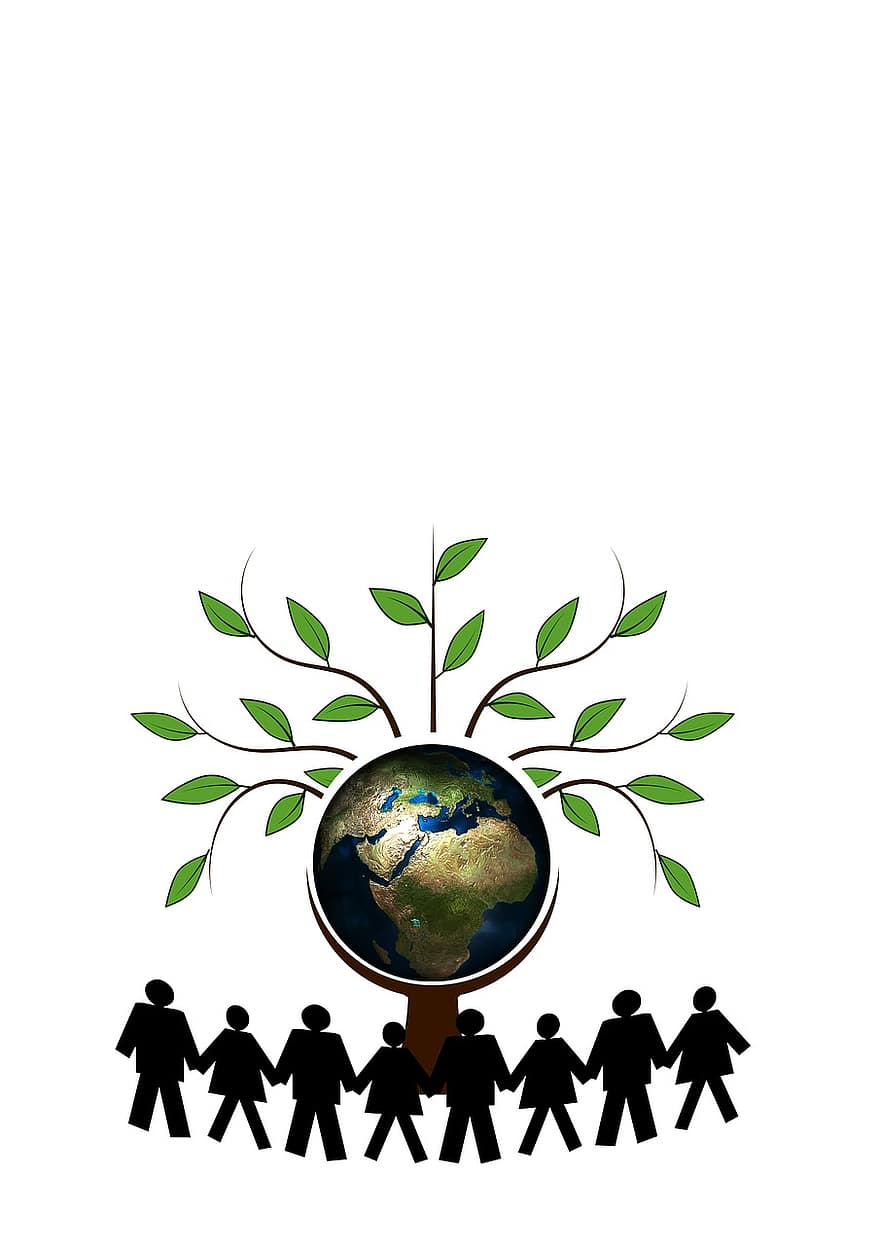 koks, estētiski, žurnāls, kronis, enerģiju, atjaunojama, pasaulē, cilvēks, zemes, cilvēce, silueti