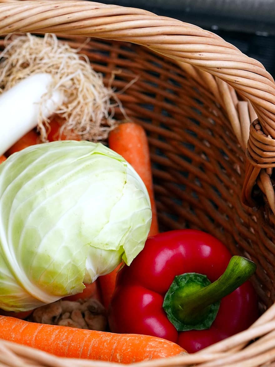 Gemüse, produzieren, organisches Gemüse, Korb, Frische, Lebensmittel, Karotte, organisch, gesundes Essen, vegetarisches Essen, Landwirtschaft