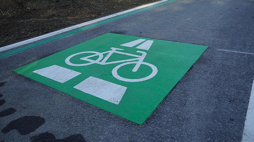 cicle, signe, carril, carrer, carretera, carril bici, bicicleta