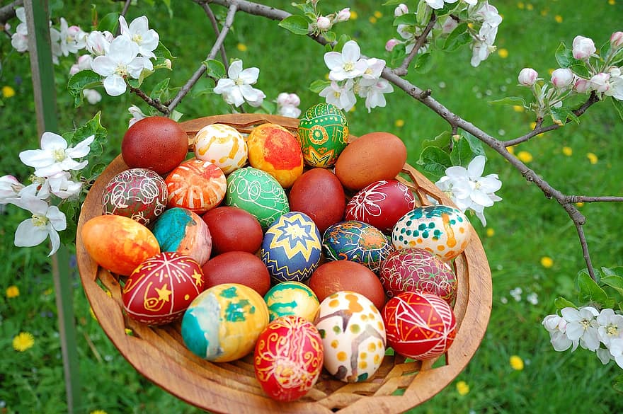 Velykų kiaušiniai, Velykų, apdaila, šventė, tradicija, menas, amatų, kelių spalvų, pavasarį, sezoną, kultūros