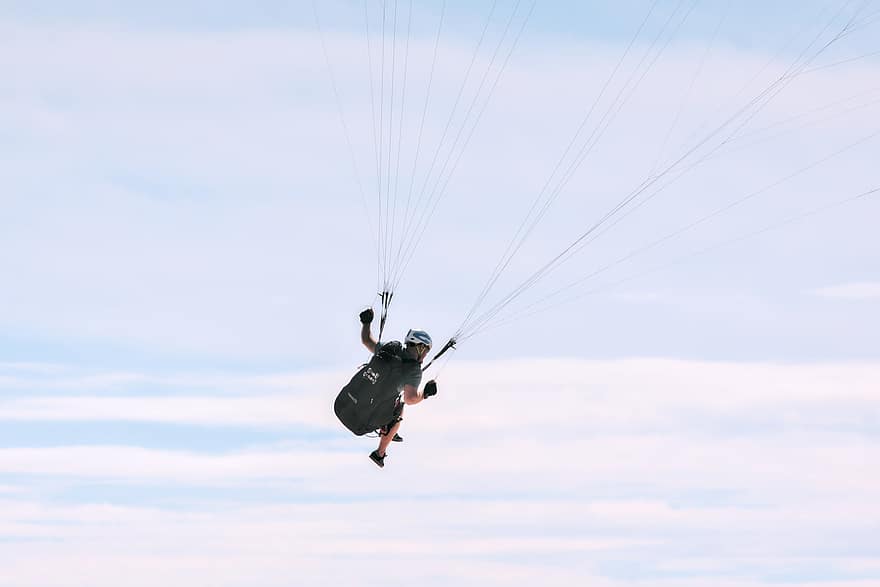Paragliding, Flight, Adventure, Extreme Sports, Adrenaline, Fun, String Puller, Sky, Flying