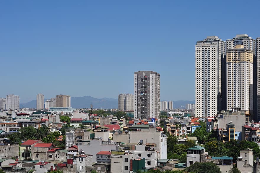 ville, Voyage, tourisme, immeubles, hanoi, le vietnam, paysage urbain, gratte ciel, extérieur du bâtiment, architecture, horizon urbain
