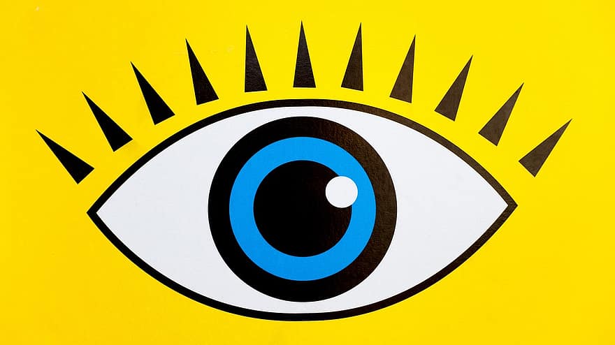 œil, signe, symbole, vision, vigilance, contrôle, pictogramme, oeil jaune
