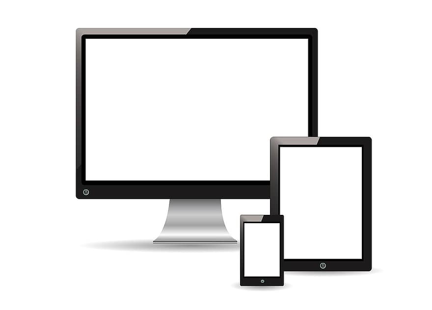 tavoletta, schermo, tenere sotto controllo, Telefono, pc, display, su bianco, 3d, pubblicità, isolato, bianca