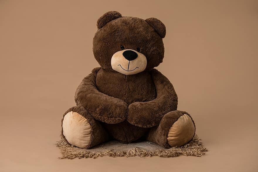 Bjørn, Teddybjørn, plushie, nyfødt, leketøy, søt, barndom, sitter, fluffy, enkelt objekt, barn