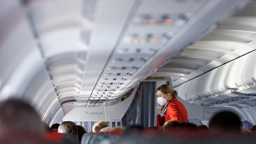 stewardess, lėktuvas, lėktuvo kabina