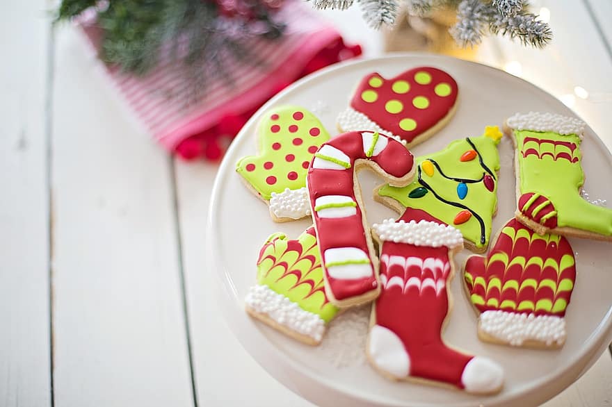 biscotti, dolci, ossequi, biscotti di Natale, albero di Natale, vacanza, copia spazio, confine, telaio, alberi di Natale, alberi