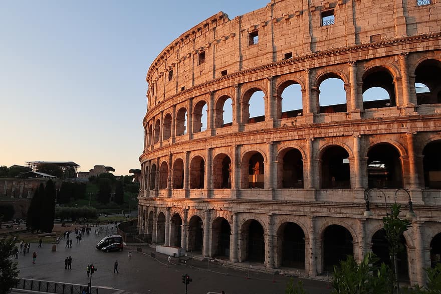Rome, Italië, colosseum, Romeins, Bekende plek, architectuur, geschiedenis, boog, oude ruïne, toerisme, reisbestemmingen