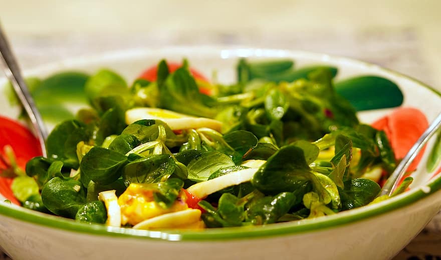 salat, lamssalat, majssalat, sundt måltid, grøntsag, mad, friskhed, sund kost, måltid, tæt på, grøn farve
