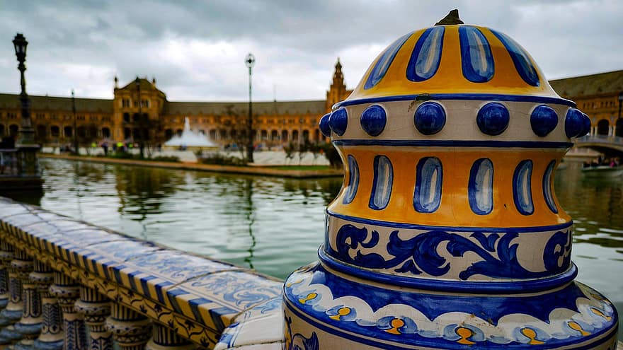 Andalucia, Sevilla, plaza, spansk, Spania, fontene, kultur, Europa, arkitektur, Espanya, vann