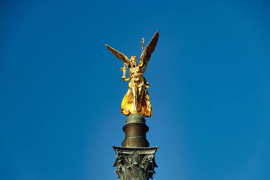Friedensengel, fredens engel, statue, monument, milepæl, München, skulptur, Fredsmindesmærke, Engel, historisk, berømte sted