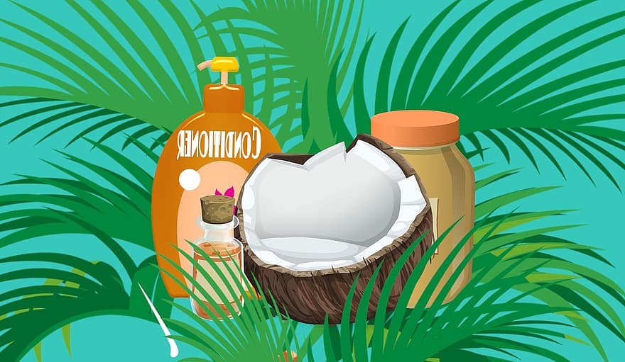 kokosnøtt, olje, kosmetisk, krem, naturlig, skjønnhet, ernæring, hud, omsorg, viktig, eksotisk