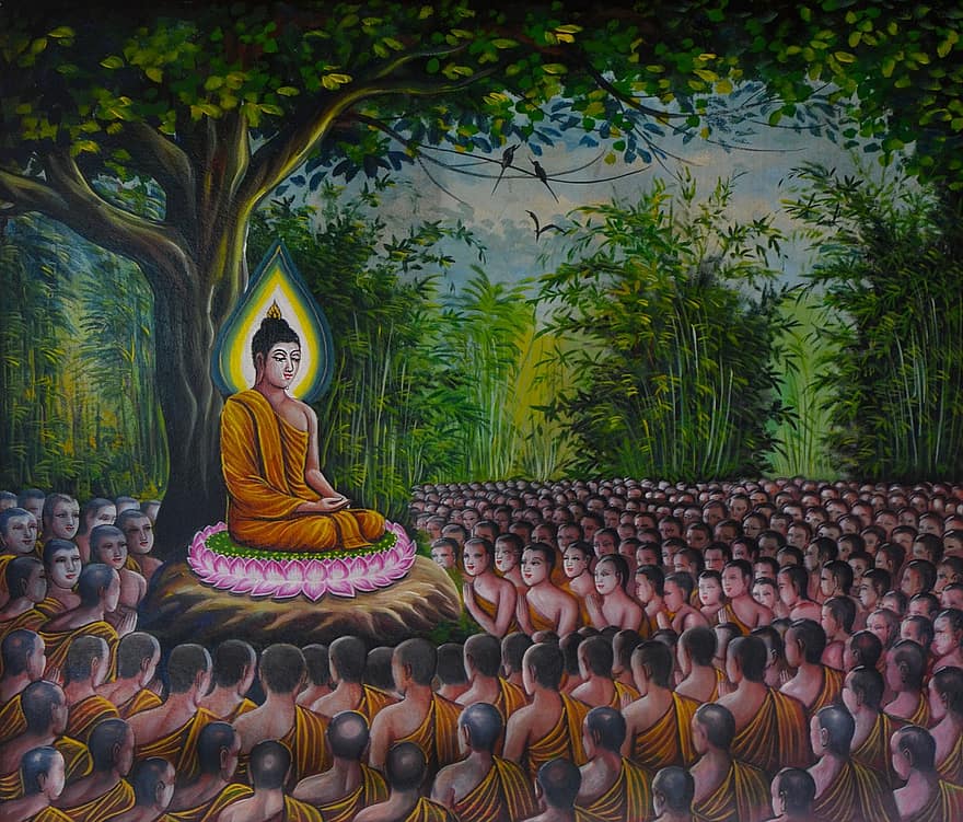 Budda, seguaci, folla, meditazione, buddismo, Asia, religione, statua, spirituale, buddista, cultura