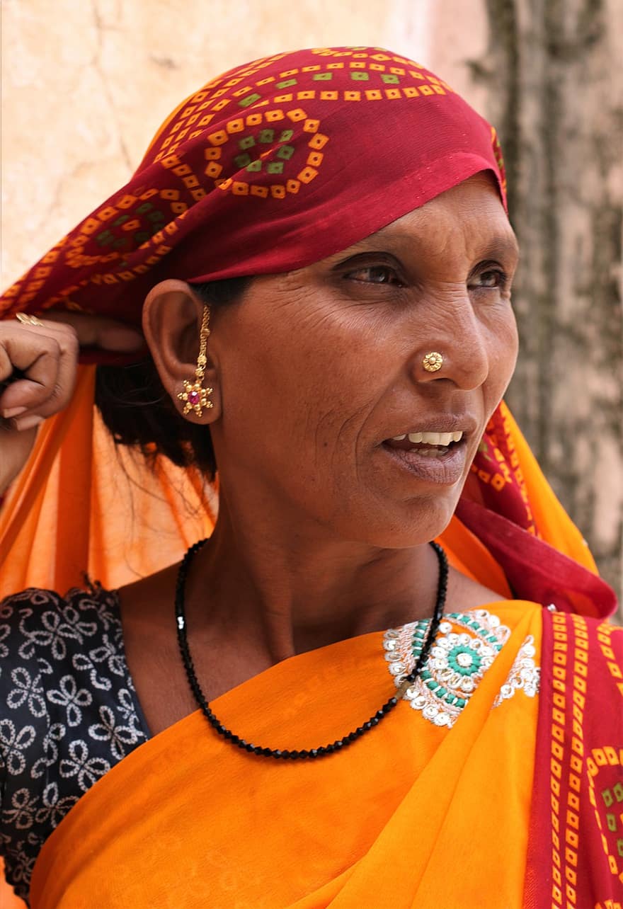 žena, indický, portrét