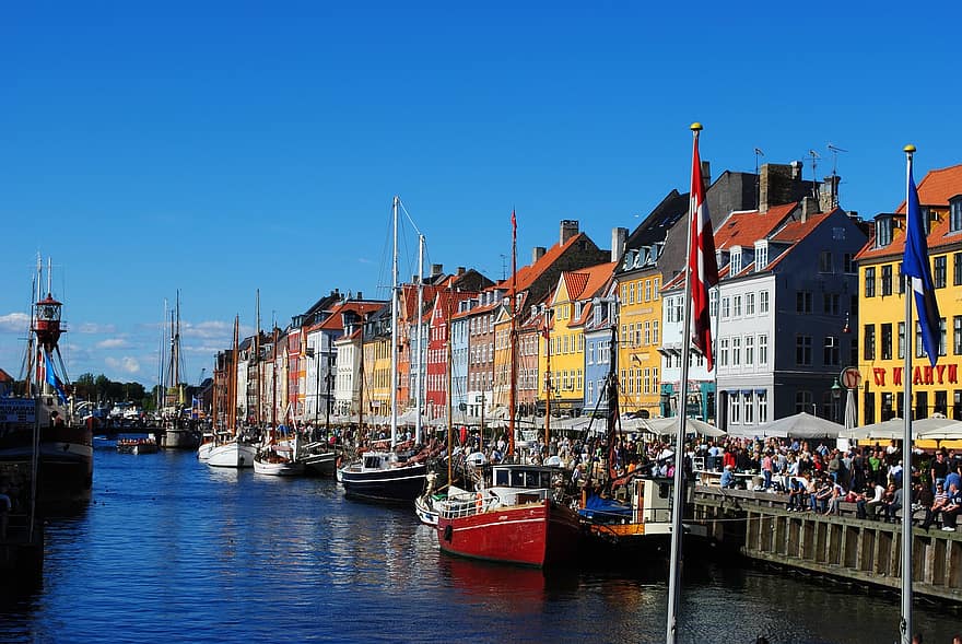 front de mer, canal, tourisme, Nyhavn, L'Europe , en plein air