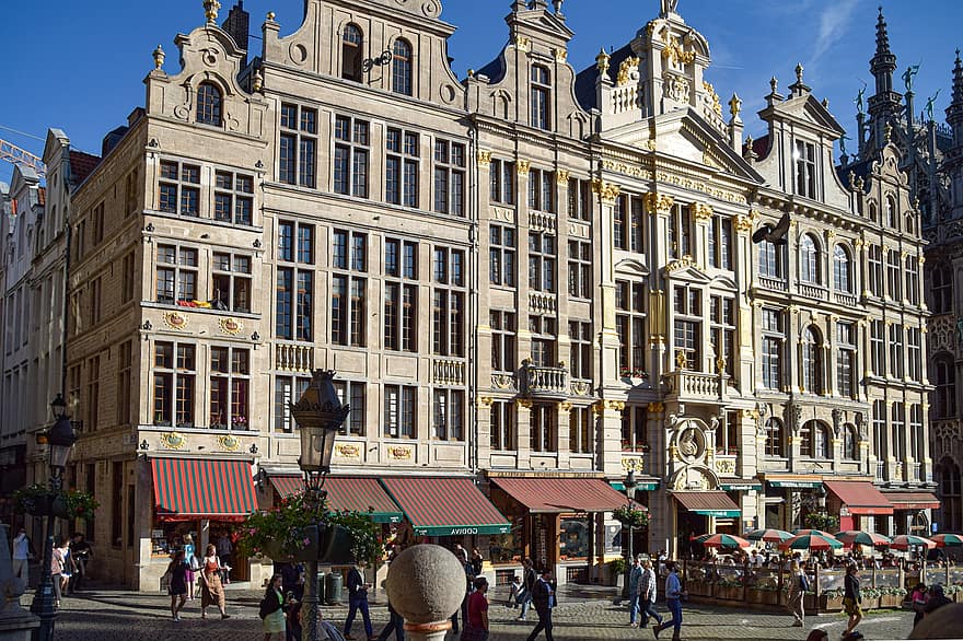 길드 집, 웅대 한 장소, 브뤼셀, 벨기에, 건물들, 역사적인, 건축물, 경계표, 정면, 광장, 시티