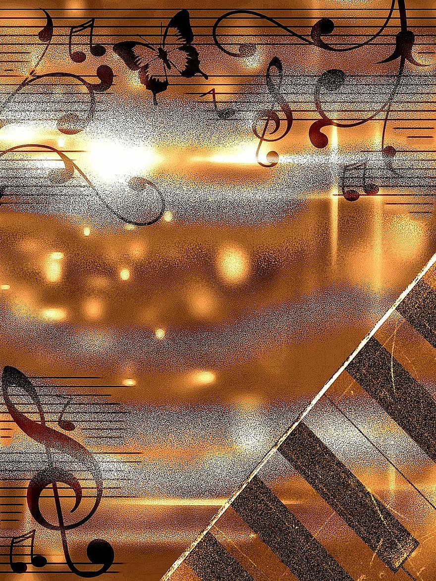 Background, Sheet Music, Antique, Sepia, Music, Nature, Piano, Clef, Card, Postcard, Sauermaul