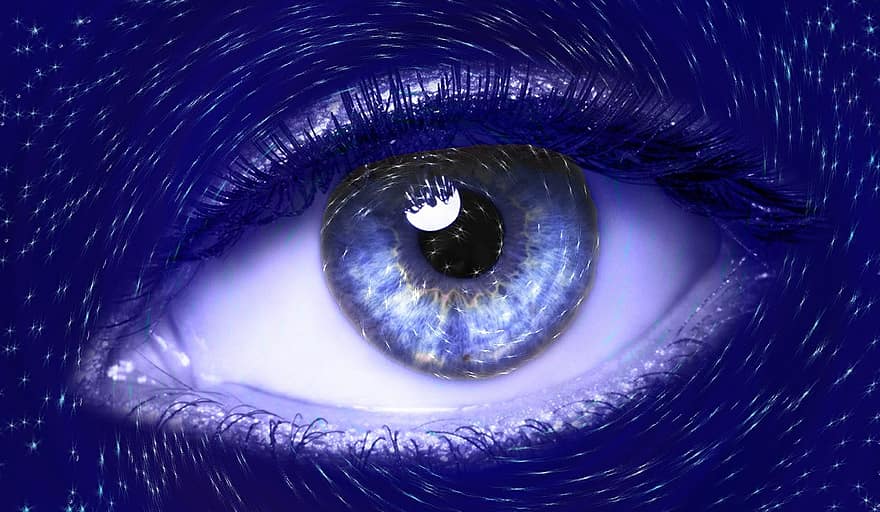 глаз, синий, видение, Ирис