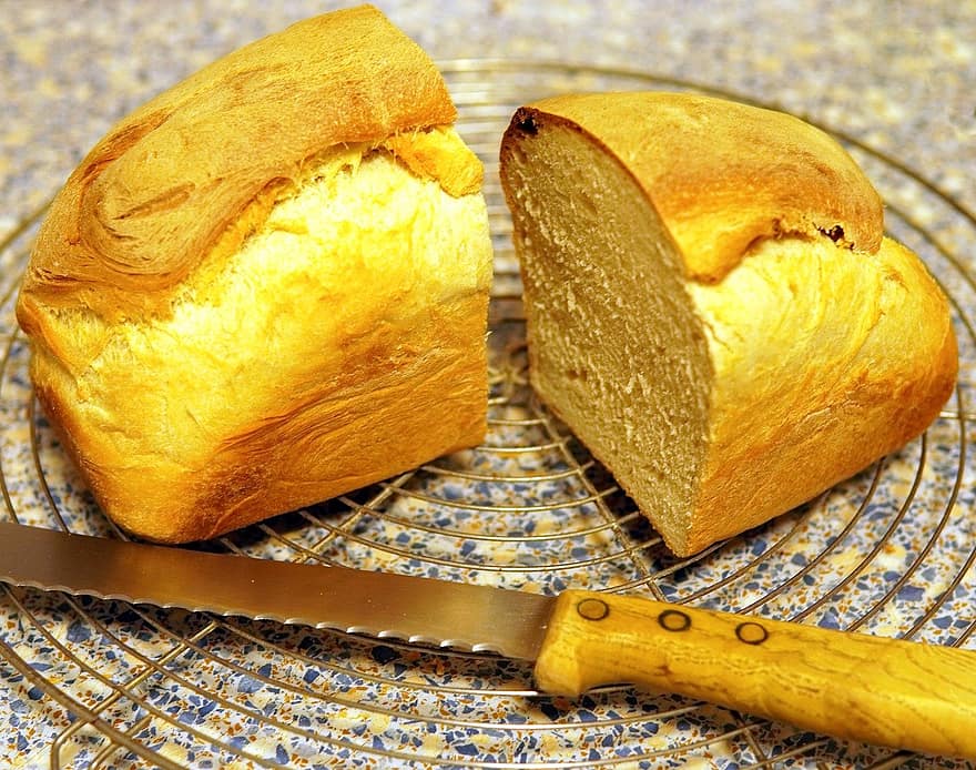 Bochenek, chleb, jedzenie, pieczony, świeży, pyszne, pożywny, nóż do chleba, danie