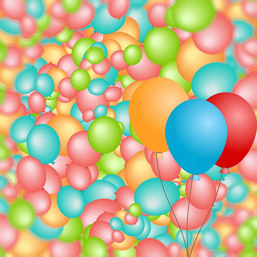 фон, карта, день рождения, поздравление, почтовый, красочный, цвета, надувные шарики