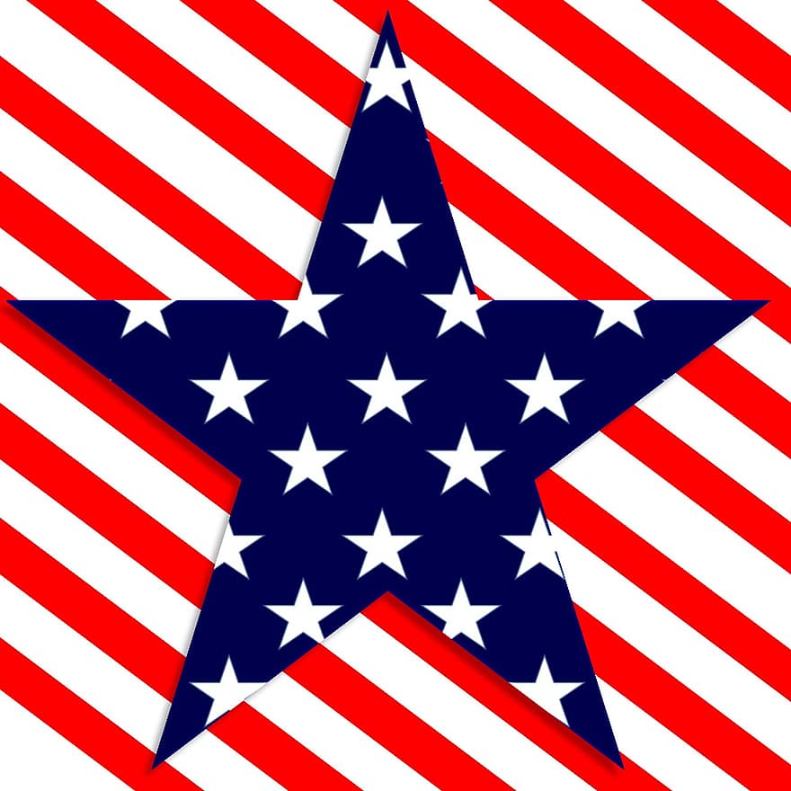 애국심이 강한, 미국, 별, 문, 빨간, 화이트, 푸른, 독립, 일, 칠월, 4 일