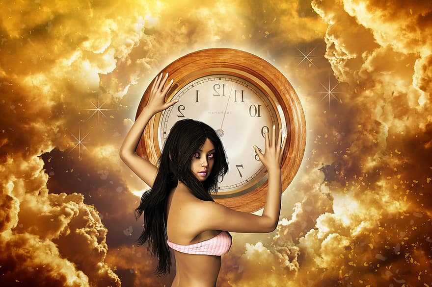 φαντασία, χρόνος, το ρολόι, μυστήριο, μαγεία, μυστηριώδης, η αναμονή, μελλοντικός, κορίτσι